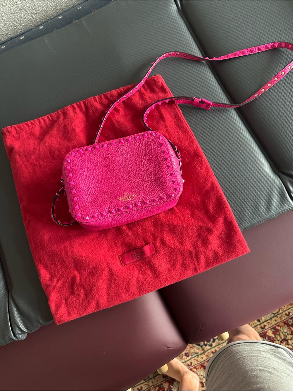 Valentino Garavani Hot Pink rockstud Studded Crossbody camera Bag